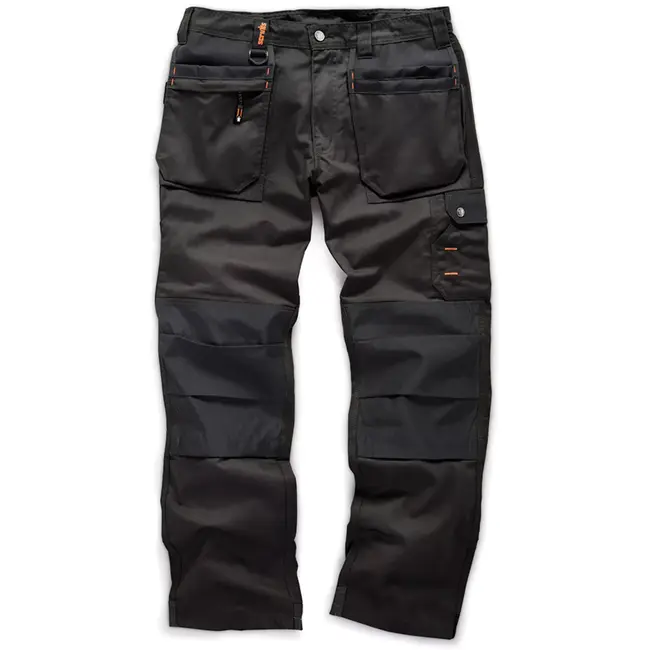 Scruffs Werkbroek - polyester-katoen keperstof - holster- en cargozakken - maat 42 K - zwart - voor bouw en installatie