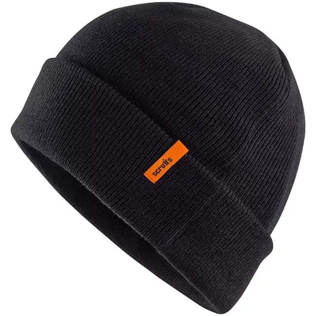 Scruffs werkmuts - dubbellaags gebreid met fleecevoering - elastisch en sneldrogend - een maat - zwart - voor werk en buiten