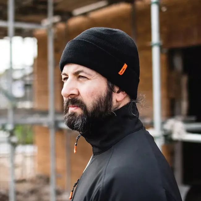 Scruffs werkmuts - dubbellaags gebreid met fleecevoering - elastisch en sneldrogend - een maat - zwart - voor werk en buiten