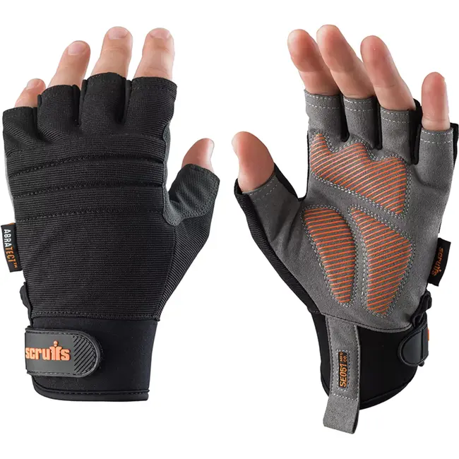 Scruffs Vingerloze werkhandschoenen - synthetisch - gelkussens, siliconen antislip - maat XL (10) - zwart - precisiewerk en montage