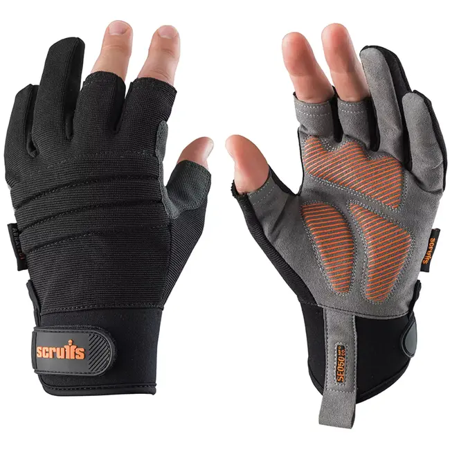 Scruffs precisiewerkhandschoenen - textiel, gelkussens en siliconen antislip - maat L (9) - open vingertoppen - montagewerk