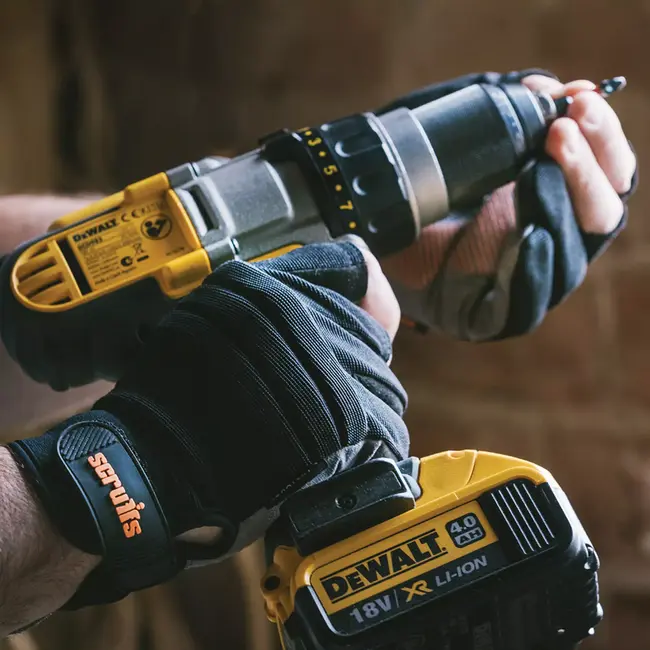 Scruffs precisiewerkhandschoenen - textiel, gelkussens en siliconen antislip - maat L (9) - open vingertoppen - montagewerk