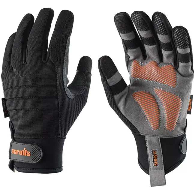 Scruffs Werkhandschoenen maat XL (10) - schokdempende gelkussentjes - aanraakscherm - slijtvast paneel - voor bouw en tuin