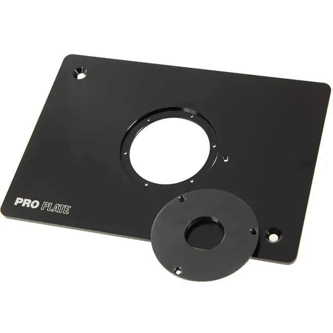 Rockler universele freesinzetplaat - aluminium - met inzetring Ø38/102 mm - 21,0 × 29,8 cm, 6 mm dik - blank - voor freestafel