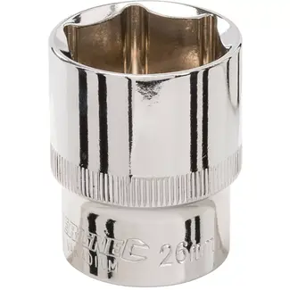 Silverline Zeskantige metrische dop 1/2" - chroom-vanadiumstaal - borggat, antislip - 38 x 25 mm - zilver - voor ratel
