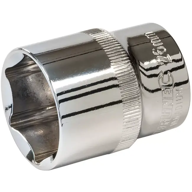 Silverline Zeskantige metrische dop 1/2" - chroom-vanadiumstaal - borggat, antislip - 38 x 25 mm - zilver - voor ratel