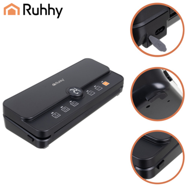 Ruhhy Vacuümmachine met snijder en vacuümzakken – zwart