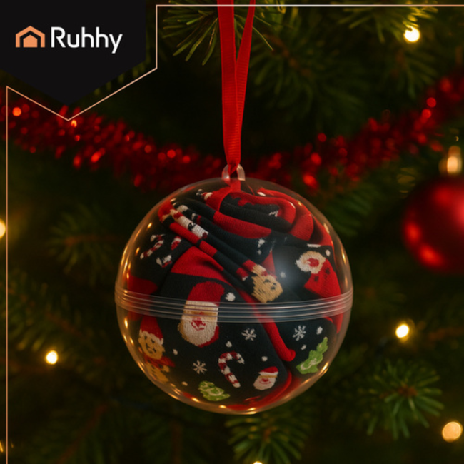 Ruhhy Kerstsokken set van 3 paar in cadeau kerstbal – maat 38-43