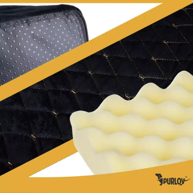Purlov Orthopedisch hondenbed M 80x65 cm met afneembare hoes en antislipbodem – zwart design