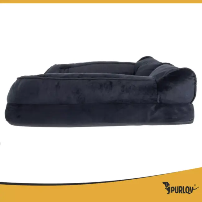 Purlov Orthopedisch hondenbed M 80x65 cm met afneembare hoes en antislipbodem – zwart design