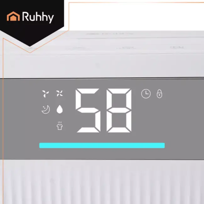 Ruhhy Slimme luchtontvochtiger Brisoo 2000 – 20L/24h capaciteit, WiFi-bediening, stille werking en 4,3L tank voor thuisgebruik