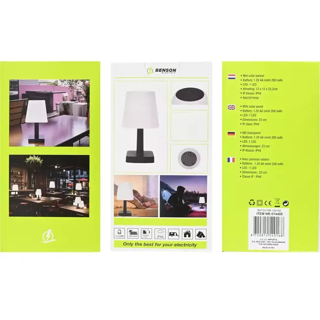 Benson Solar tafellamp - LED - 23 cm - IP44 - Sfeervol licht