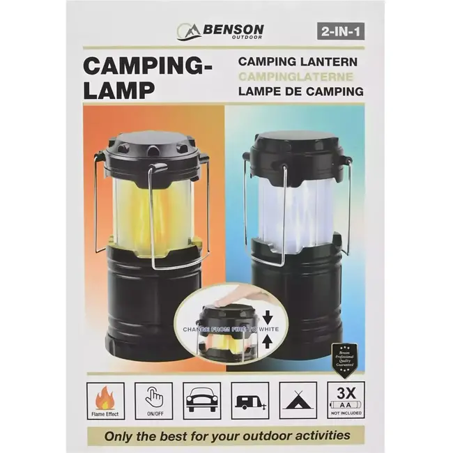 Benson Campinglamp - Realistisch vlammen-effect - 2-in-1 functie - 150 lumen - Compact formaat
