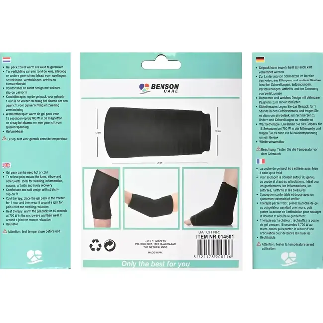 Benson Warm-koud gelpack voor gewrichten - herbruikbaar en flexibel - pijnverlichting en herstel