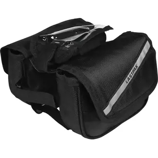 Benson Fiets frame tas - met telefoonvak - reflecterende strepen - 19x13x16 cm - zwart