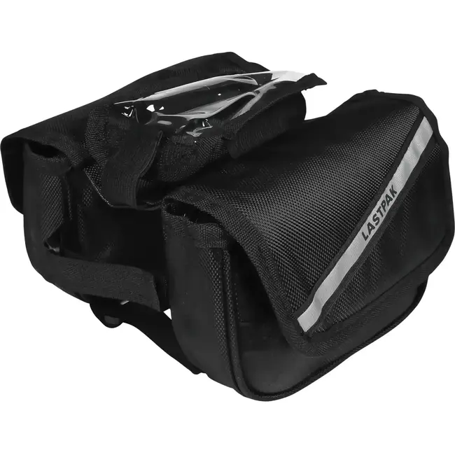 Benson Fiets frame tas - met telefoonvak - reflecterende strepen - 19x13x16 cm - zwart