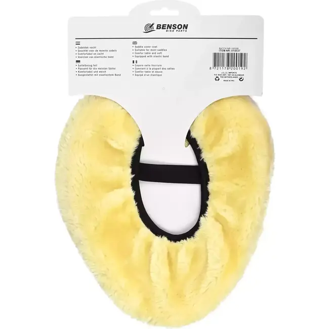 Benson Zadelhoes voor fiets zacht beige met elastische band en vacht
