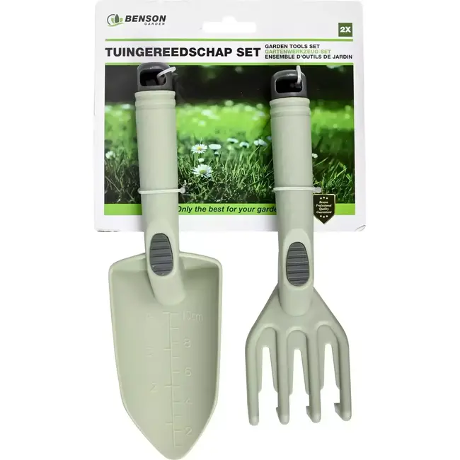 Benson Tuingereedschap set - 2-delig - kunststof - groen - met ophangmogelijkheid