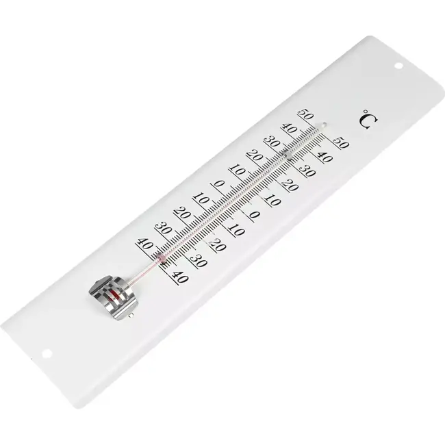 Benson Witte metalen thermometer - 30 cm - Celsius & Fahrenheit - Voor binnen en buiten - Inclusief ophangoog