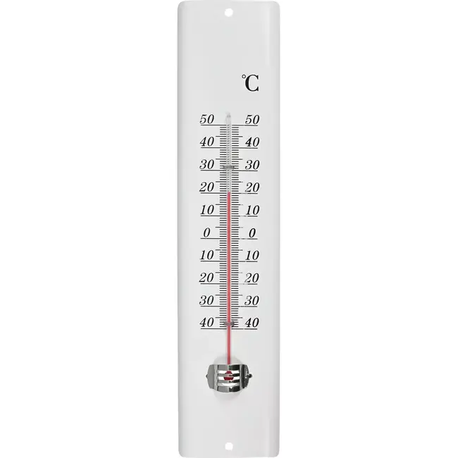 Benson Witte metalen thermometer - 30 cm - Celsius & Fahrenheit - Voor binnen en buiten - Inclusief ophangoog
