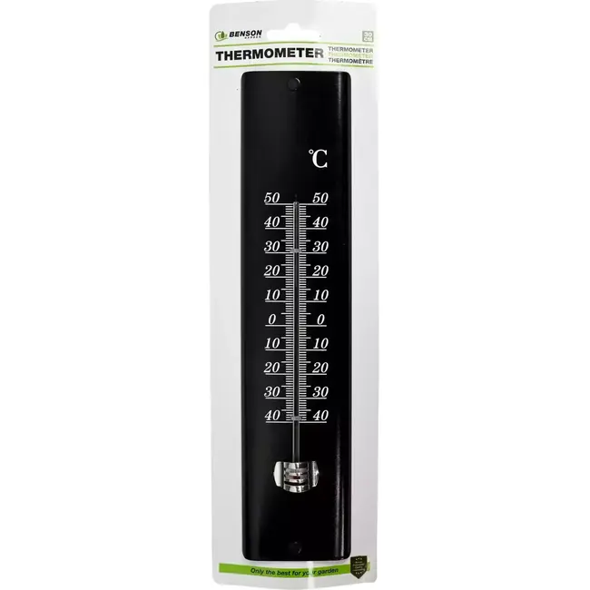 Benson Thermometer metaal zwart - 30 cm - °C & °F - voor binnen en buiten