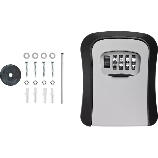Benson Sleutelkluis met 3-cijferige code - Metaal - Zwart/Grijs - 96x40x116 mm