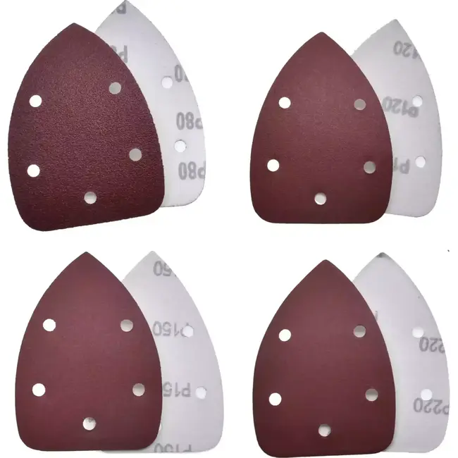 Benson Driehoekige schuurschijven set - 140 x 95 mm - 12 stuks - Velcro bevestiging - Geschikt voor houtbewerking