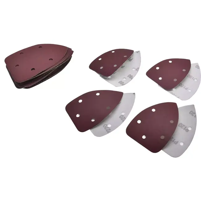 Benson Driehoekige schuurschijven set - 140 x 95 mm - 12 stuks - Velcro bevestiging - Geschikt voor houtbewerking