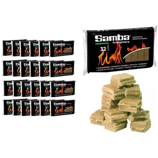 Samba Aanmaakblokjes - plantaardige olie en naaldhout - snel aansteken - bruin - omdoos 768 stuks - barbecue en open haard