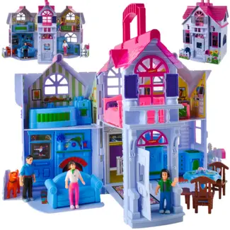 Ruhhy Kleurrijk Opvouwbaar poppenhuis met meubels – 6 kamers - draagbaar ontwerp