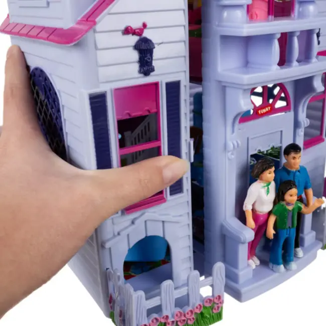 Ruhhy Kleurrijk Opvouwbaar poppenhuis met meubels – 6 kamers - draagbaar ontwerp