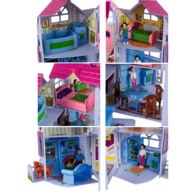 Ruhhy Kleurrijk Opvouwbaar poppenhuis met meubels – 6 kamers - draagbaar ontwerp