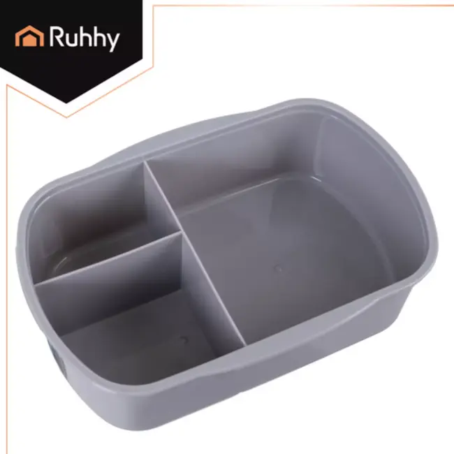 Ruhhy Grijze lunchbox 800 ml – 14 x 19 x 7 cm - voor werk, school of reizen