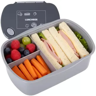 Ruhhy Grijze lunchbox 800 ml – 14 x 19 x 7 cm - voor werk, school of reizen