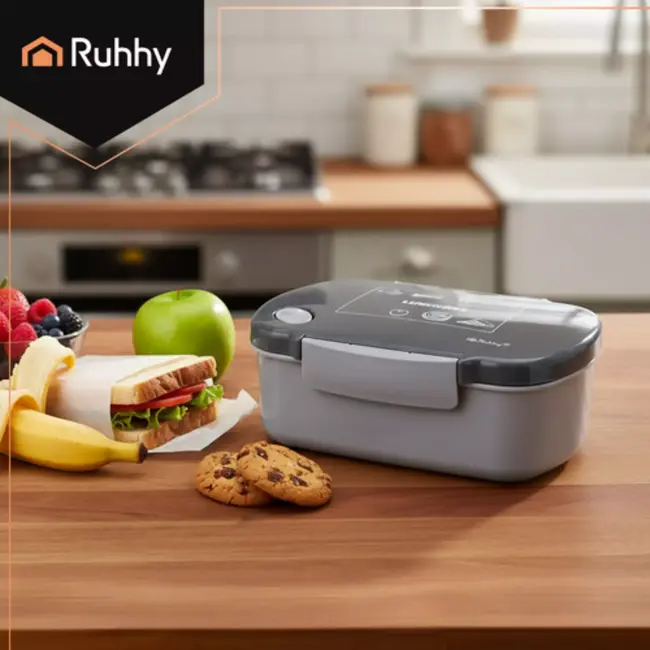 Ruhhy Grijze lunchbox 800 ml – 14 x 19 x 7 cm - voor werk, school of reizen