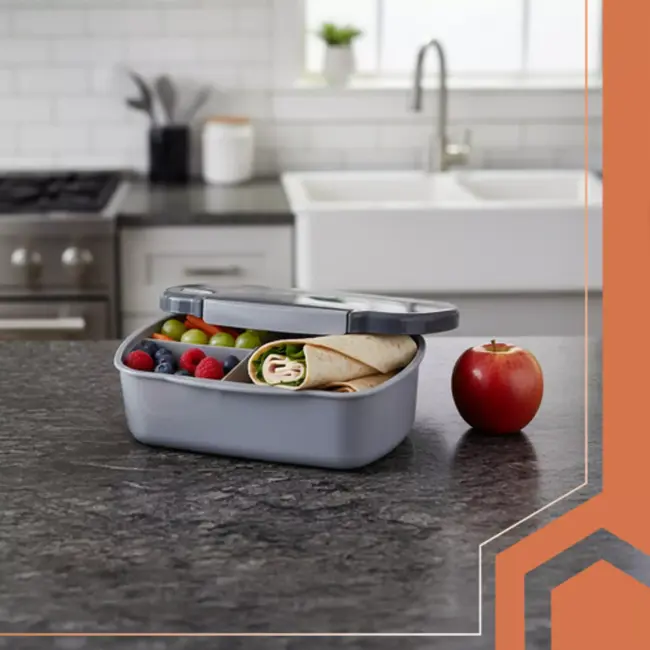Ruhhy Grijze lunchbox 800 ml – 14 x 19 x 7 cm - voor werk, school of reizen