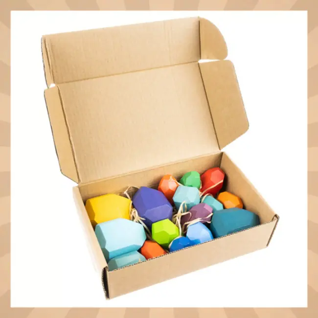 Kruzzel houten stapelstenen set – 16 kleurrijke blokken voor creatief en educatief spel