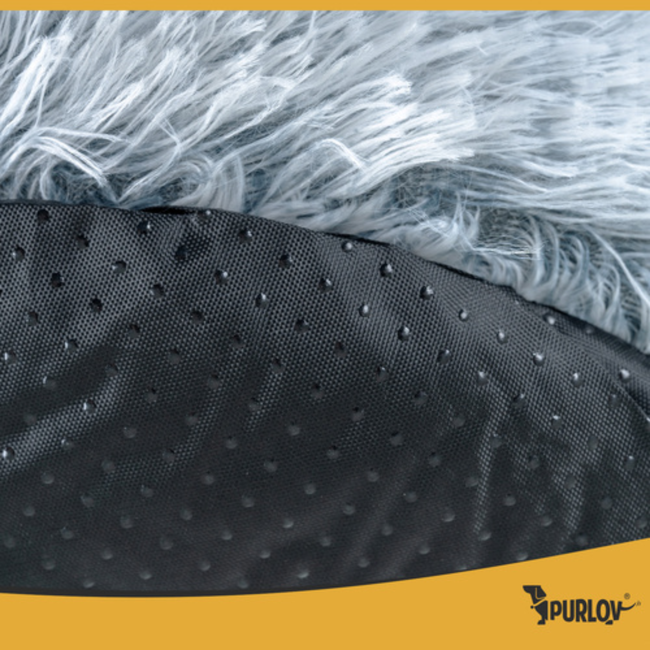 Purlov Zacht grijs comfortabel pluche katten/Hondenmand - 44 x 38 cm