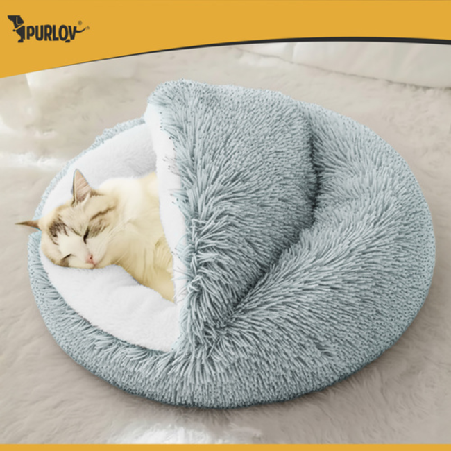 Purlov Zacht grijs comfortabel pluche katten/Hondenmand - 44 x 38 cm