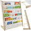 Kruzzel houten kinderboekenrek – 6 vakken met stof – ideaal voor prentenboeken - 60 x 70 x 25 cm