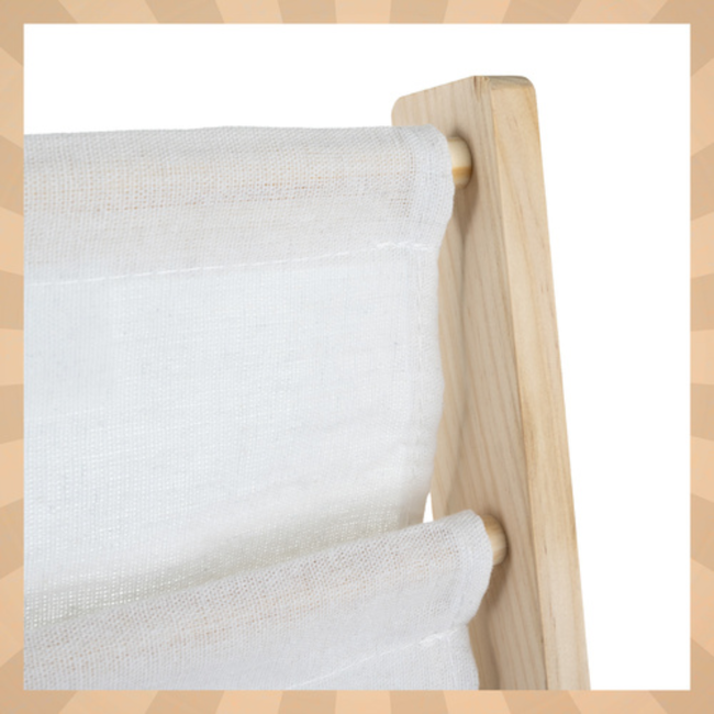 Kruzzel houten kinderboekenrek – 6 vakken met stof – ideaal voor prentenboeken - 60 x 70 x 25 cm