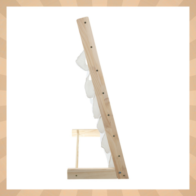 Kruzzel houten kinderboekenrek – 6 vakken met stof – ideaal voor prentenboeken - 60 x 70 x 25 cm