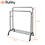 Ruhhy Stevig zwart kledingrek op wielen met dubbele stang en legplank - 150 x 110 x 57 cm
