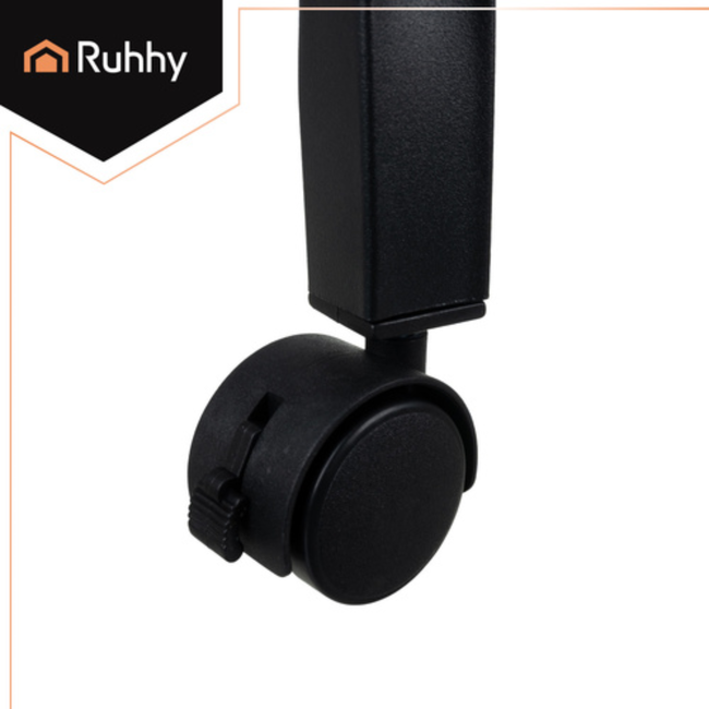 Ruhhy Stevig zwart kledingrek op wielen met dubbele stang en legplank - 150 x 110 x 57 cm