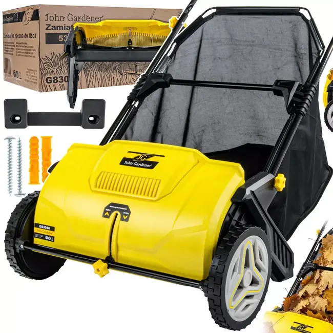 GEKO Handmatige bladveger 53 cm met verstelbare werkhoogte en opvangbak voor gazon en terras