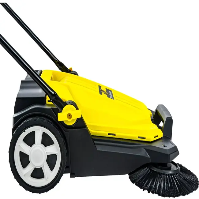 GEKO Handmatige bestratingsveger 65.5 cm met dubbele borstels en opvangbak voor harde ondergronden