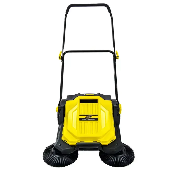 GEKO Handmatige bestratingsveger 65.5 cm met dubbele borstels en opvangbak voor harde ondergronden