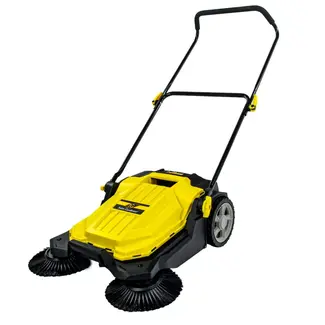 GEKO Handmatige bestratingsveger 65.5 cm met dubbele borstels en opvangbak voor harde ondergronden