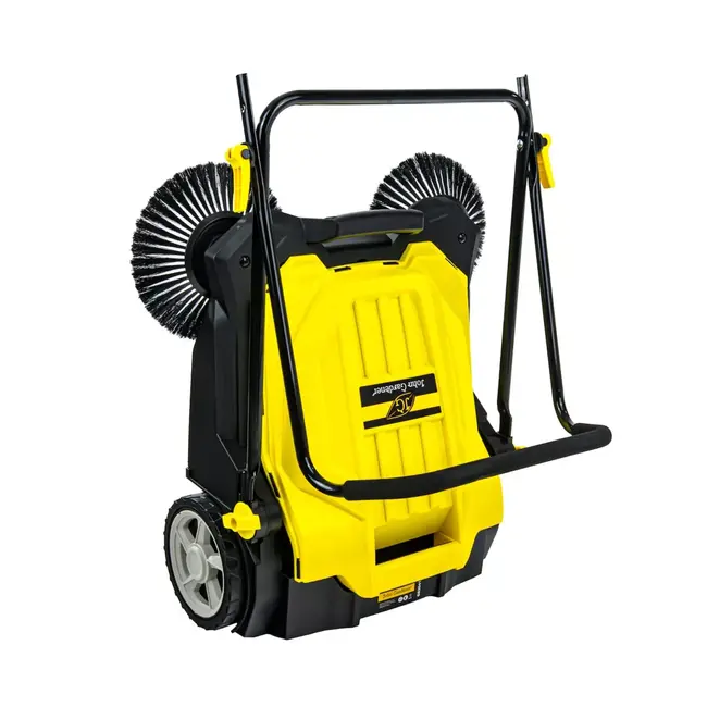 GEKO Handmatige bestratingsveger 65.5 cm met dubbele borstels en opvangbak voor harde ondergronden