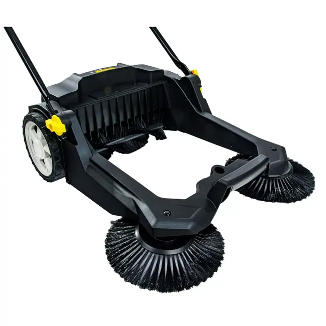 GEKO Handmatige bestratingsveger 65.5 cm met dubbele borstels en opvangbak voor harde ondergronden